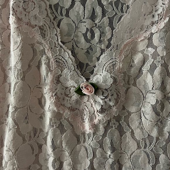 Vintage 80s 90s Quiet Moments Pink Nightgown Midi Dress Sleepwear Slip Lingerie - Picture 4 of 11